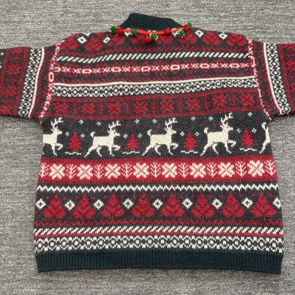 Vintage Alps Christmas Sweater Women Medium Reindeer Light Up Fair Isle Wool USA - Picture 11 of 13